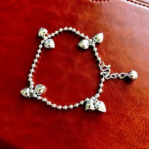 Cute silver hearts and bell bracelet 🔔